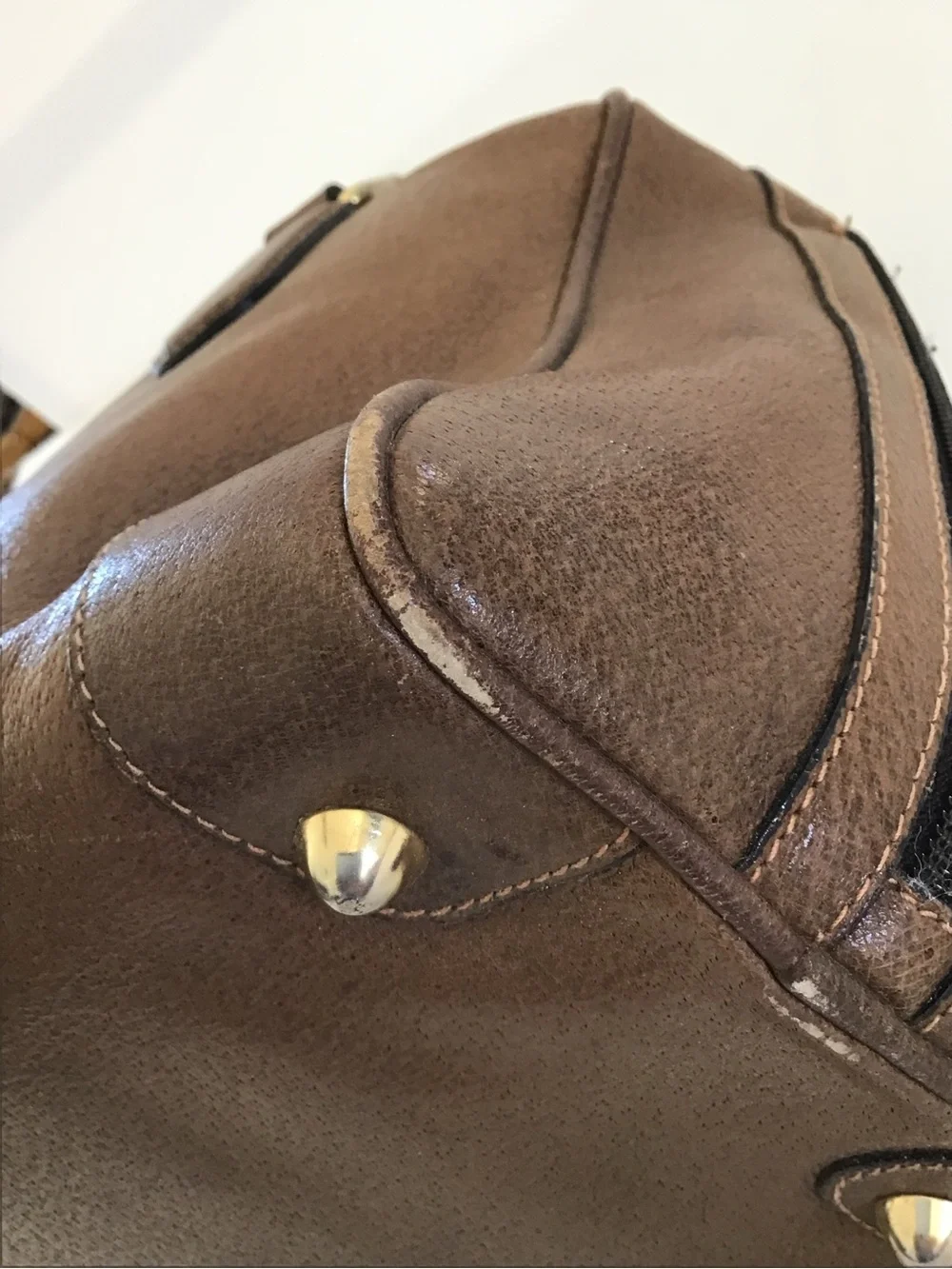 Vintage Gucci Plus Brown Leather Satchel Handbag Italy - Picture 9 of 16